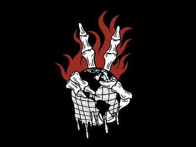 GET ME OUTTA HERE design earth fire illustration logo melting merch design minimal skeleton skull tattoo