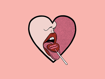 LOLLIPOP LOVE design heart illustration logo lollipop merch design minimal mouth razor tattoo texture