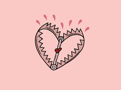 LOVE TRAP design heart illustration logo merch design minimal pink tattoo texture