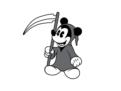 REAPER MOUSE cartoon death design illustration logo merch design mickey mouse mickeymouse minimal reaper scythe tattoo