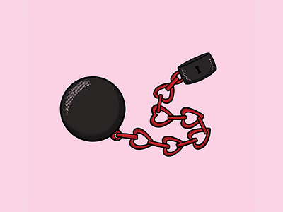 IMPRISONED ball chain cuffs design heart illustration logo merch design minimal pink tattoo texture