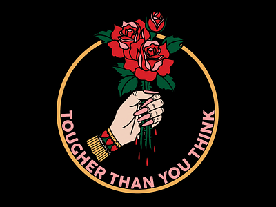 TOUGHER THAN YOU THINK design hand drawn heart illustration logo merch design minimal roses tattoo