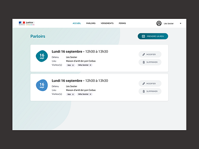 Appointment dashboard - Inmate family portal appointment cards cards ui case studies case study casestudy dasboard rendez vous responsive responsive design responsive web design ui ux
