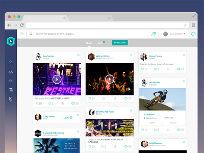 News Feed - Social network concept template concept flat design gobelins live menu news news feed social network ui ux video