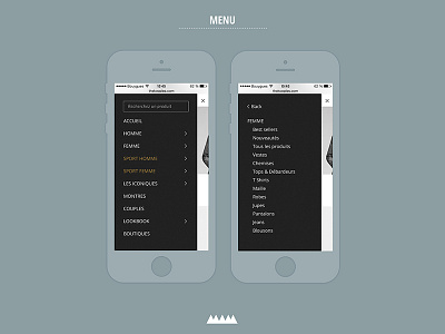 The Kooples redesign concept e commerce fashion flat gobelins luxe menu mobile responsive