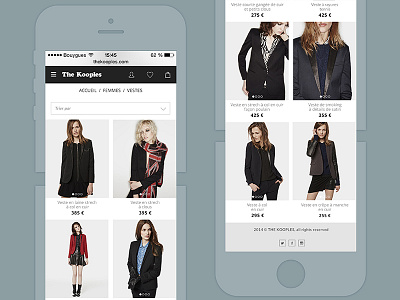 The Kooples redesign concept e commerce fashion flat gobelins luxe menu mobile product responsive