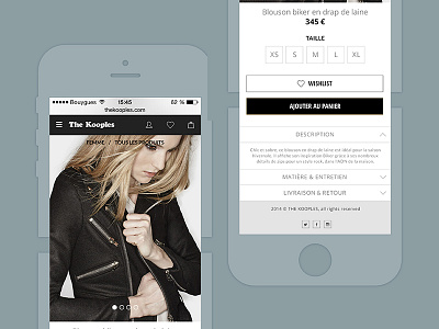 The Kooples redesign concept e commerce fashion flat gobelins luxe menu mobile product responsive