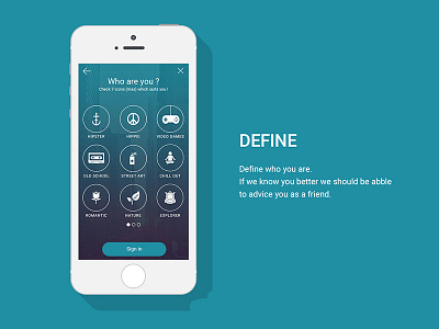 Tod (trip on demand) - Mobile app concept backpack flat gobelins holidays icons login mobile profil tourism travel trip