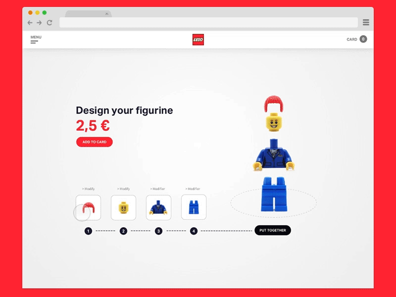 Lego minifigure configurator configurator dropdown e commerce gif gobelins lego principle for mac product page prototype user interface webdesign website