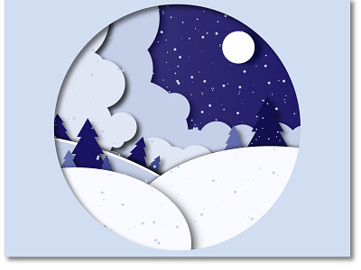 SNOW blue cloud dream illustration illustrator jungle logo moon navy navy blue night pine snow ux vector