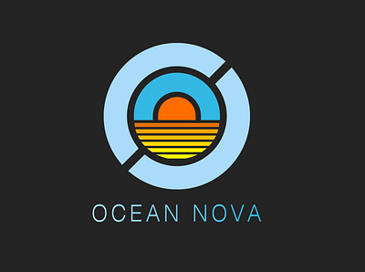 ocean nova branding design illustration logo minimal vector