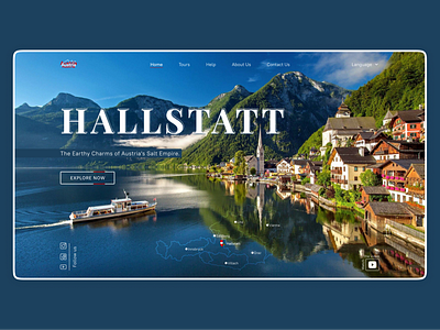 Hallstatt austria blue blue and white design desktop dmitriewaweb figma figmadesign lp promo promopage tourism webdesing website