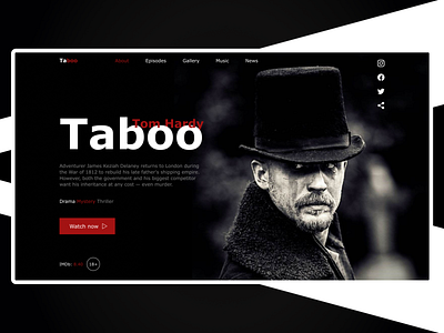 Taboo TV show concept design desctop design figma home screen taboo tom hardy tv show web web design