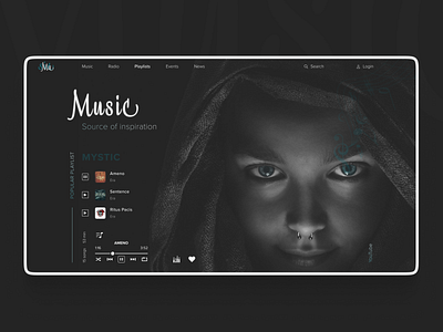 Music home screen concept figma home screen inspirations music player mystic promopage web design website concept