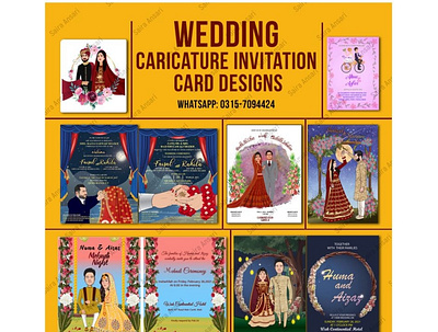 Wedding Caricature Card Designs birthday invitation caricature design invitation illustration invitation card wedding cards wedding illustration wedding invitations