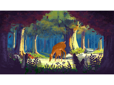 illustration advertising ai deer illustration jungle vector