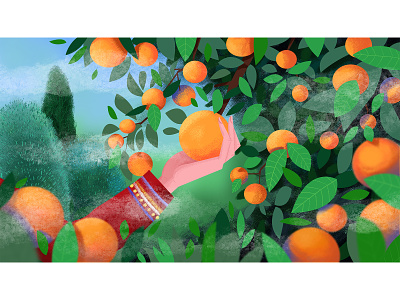 illustration Orange Garden ai art garden illustration orange vector