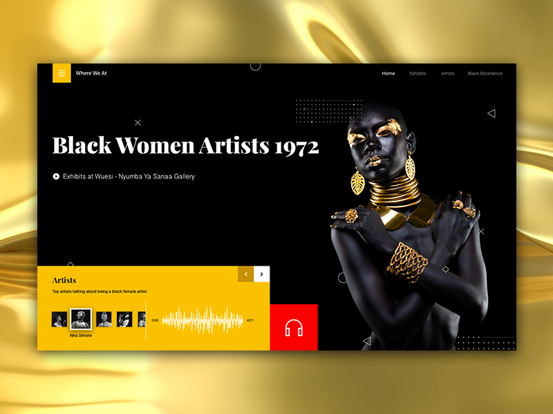 Black Women Artists 1972 african black simple photography modern minimalistic design clean interface web ux ui