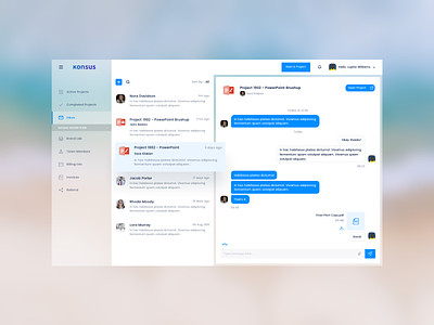 Konsus Dashboard Messaging account chat clean dashboard form konsus message profile project team ui ux