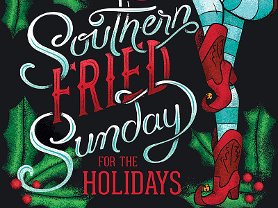 Southern Fried Sunday christmas cowgirl cowgirl boots hand lettering holiday illustration southern