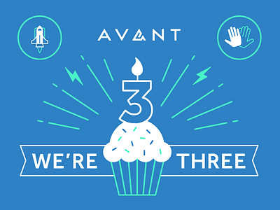 Avant turns three birthday candle cupcake high five lightening rocket sprinkles