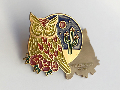 Owl Lapel Pin bronze cactus desert embossed lapel pin own pin wedding favor