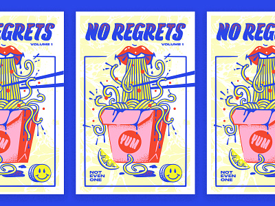 no regrets vol. 1 hand lettering illustration lips magazine cover noodles poster restaurant typogaphy typography zine