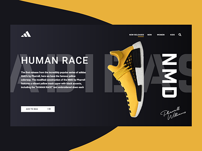 Adidas NMD Shoe Web Design adidas design footwear design landing page design minimal pharrelwilliams store ui web design webdesign