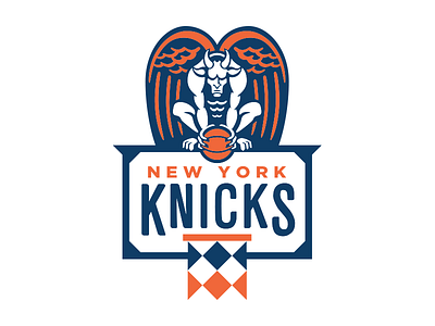 NBA Logo Redesigns: New York Knicks basketball gargoyle knicks nba logo redesign new york