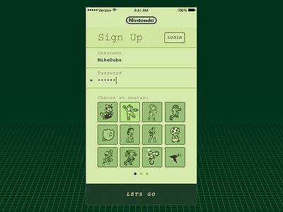 DailyUI #1 - Signup dailyui gameboy mobile nintendo pixels retro signup ui