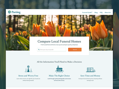 Parting Homepage flowers funeral homepage landing page website