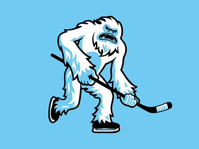 Frostbite Face-Off - Yeti character hockey logo mascot yeti
