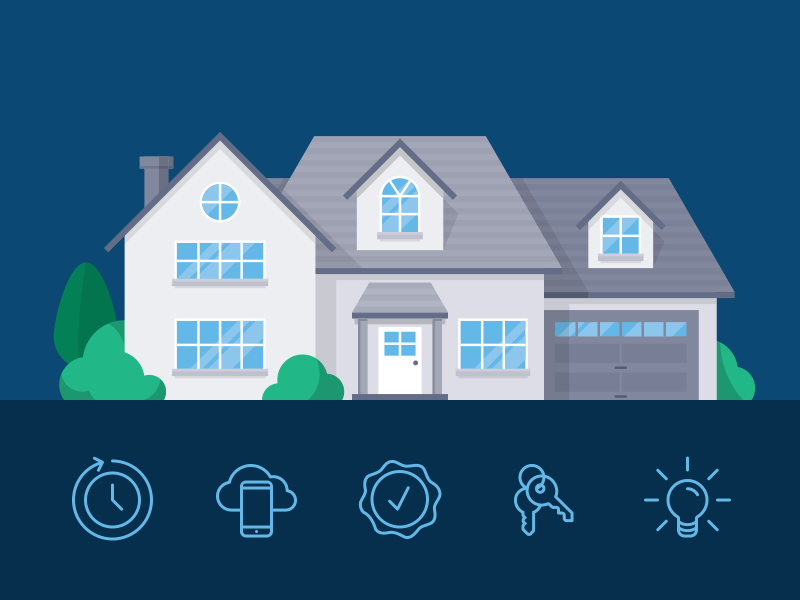 Breezeway house flat house icons illustration property real estate vector