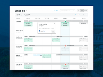 Rental Schedule calendar checkout property rental schedule ui