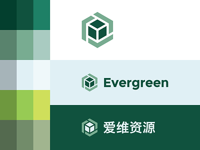 Evergreen Logo box chinese color scheme evergreen green logo package