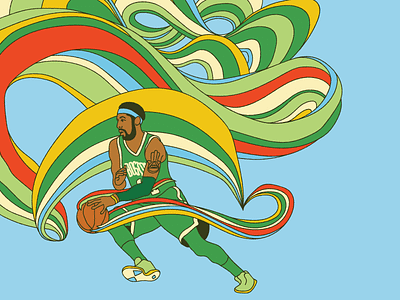 Kyrie basketball boston celtics funk illustration kyrie irving nba wavy