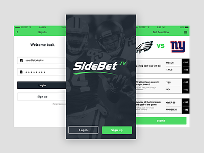 SideBet.TV app design