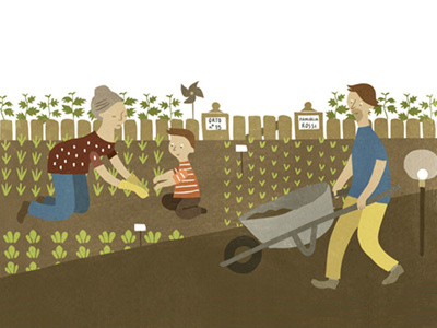 Community gardening childrens illustration community cultivation family gardening health healthy food healthy life illustration