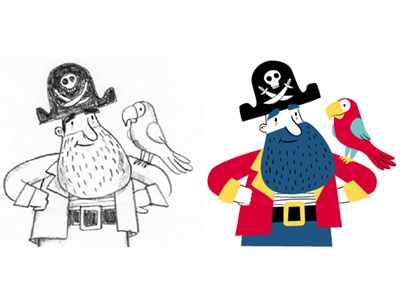 Pirata Gamba character character design children childrens illustration illustration kids parrot pirate vector