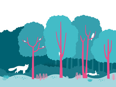 Forest animals children decoration forest fox green hospital illustration nature trees vector wall