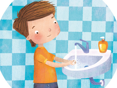 How water reaches our houses bathroom child childrens illustration digital illustration kid washbasin water