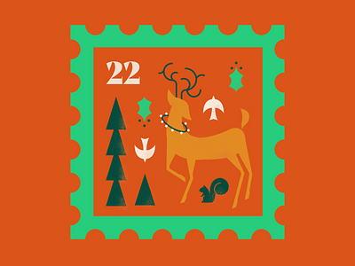 Into the Woods birds christmas creative december deer design geometric graphicdesign illustration mistletoe reindeer series squirrel stamp vector woods