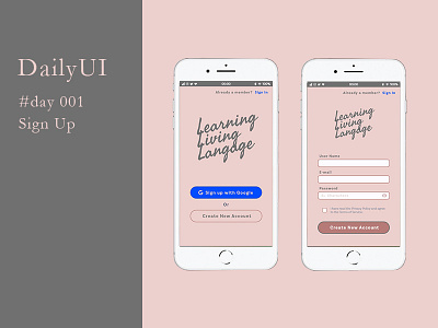 DailyUI #day001 - Sign Up 001 dailyui design mobile ui ux web