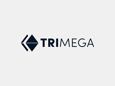 TriMega Black & White Logo 3d branding identity logo