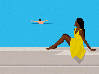 Look compositing graphic illustration relax sea simple summer sun swimming vector