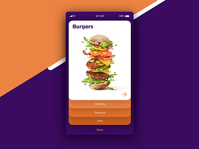 Food App app burgers concept design food interface mobile ui ux