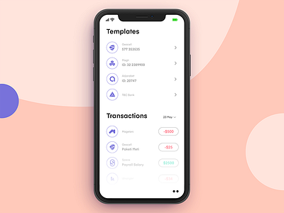 Templates & Transactions app concept design interface mobile template transaction ui ux