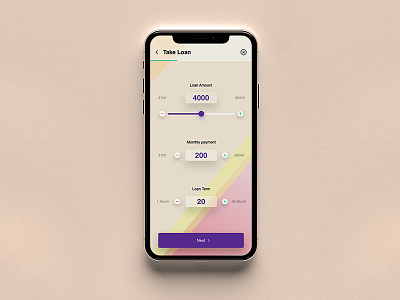 Take Loan app colors colours concept design interface mobile money ui ux warm