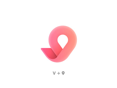 V + 📍 design gradient graphic location logo logotype mark v