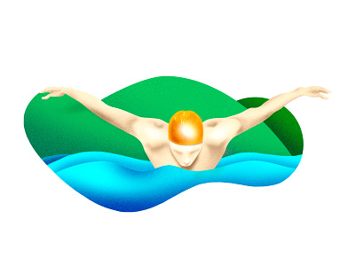 Swimmer graphic illustration mountain sea swimmer swimming texture water
